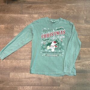 Comfort Colors Green Mickey's Christmas Tree Farm Long Sleeve Tee